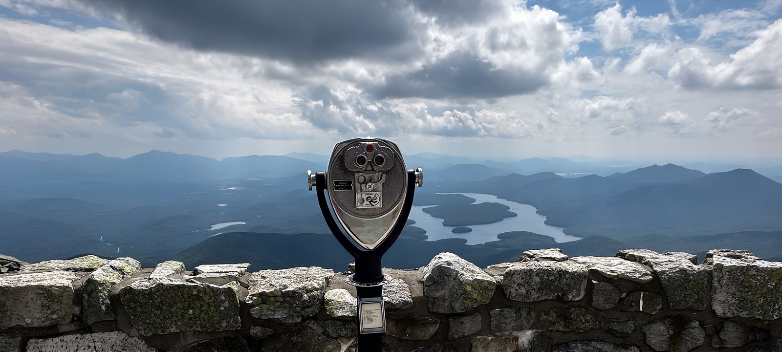 Tower Optical viewer on the Whiteface summit parapet overlooking Lake Placid